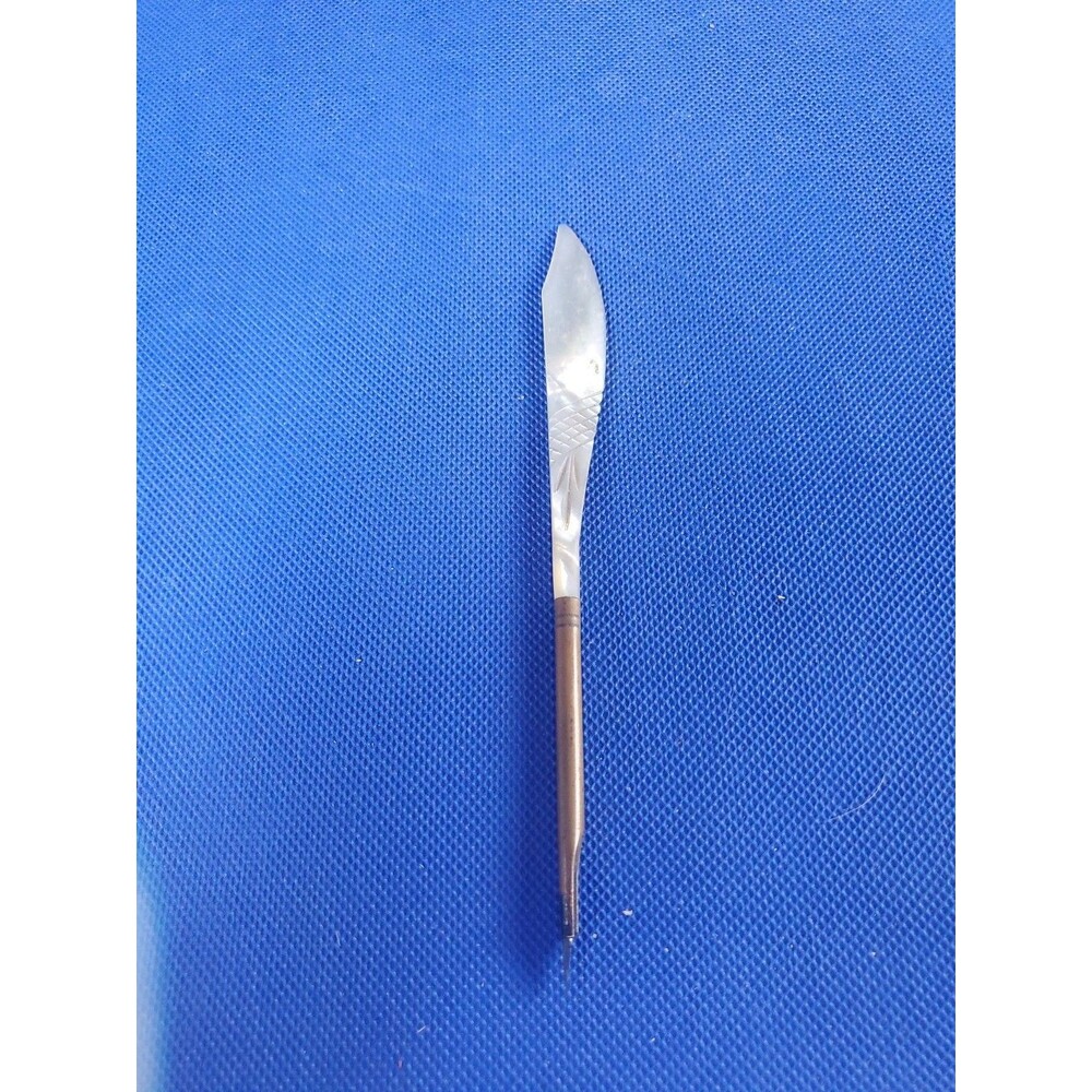 MOTHER OF PEARL LETTER OPENER WITH FOUNTAIN/CALIGRAPHY PEN TIP FOR INKWELL